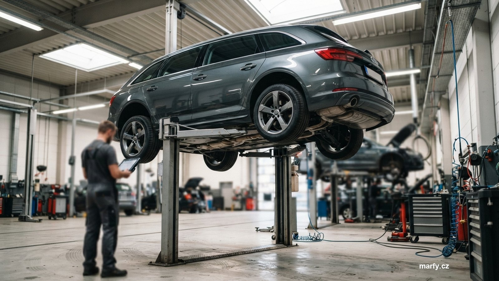Auto na stanici technické kontroly