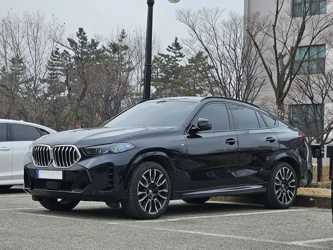 Boční profil černého BMW X6 se svažující se střechou